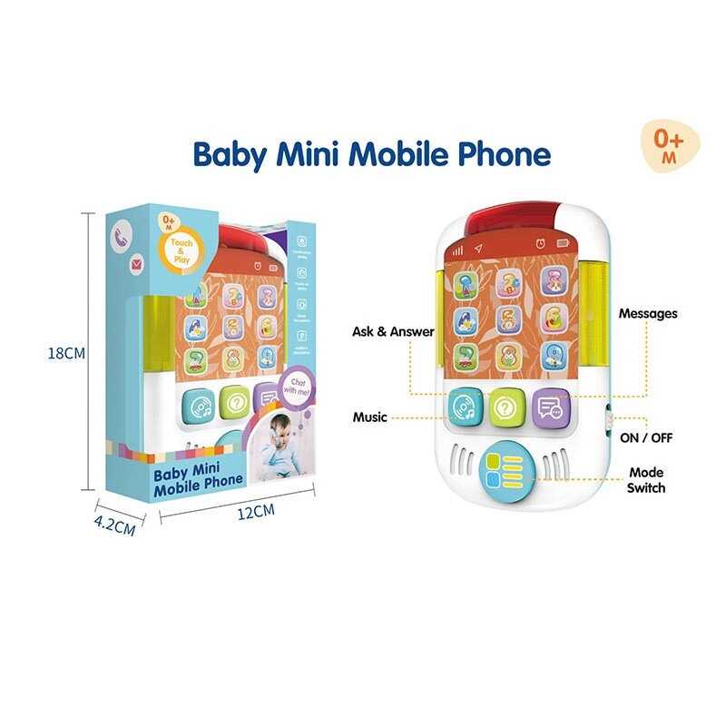 Телефон 7783 (96) озвучування англійською мовою, сенсорні кнопки, музика, завдання, підсвічування, в коробці