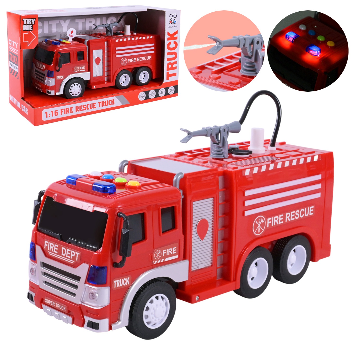 -Машина "Пожежна охорона" ZY227A , світло, звук, бризкає водою, в коробці