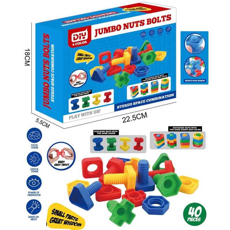 Логічна гра B 0010 (72/2) 40 елементів, гайки та болти різних форм, в коробці