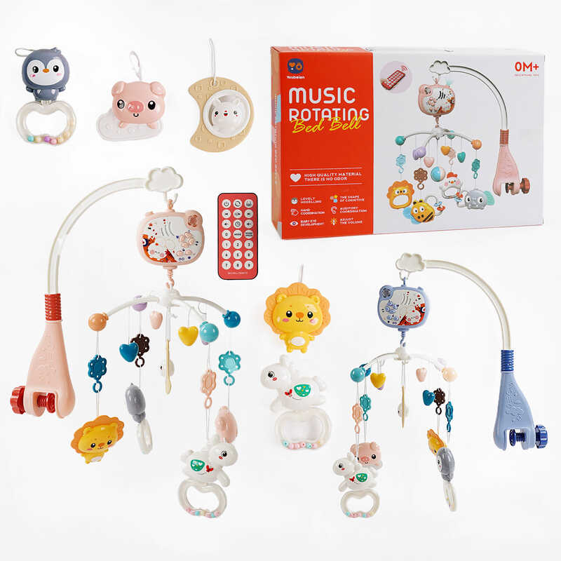 Музична карусель RT 668-17 (24) 2 види, на батарейках, звук, пульт д/к, проєктор, таймер, мелодії, звуки природи, брязкальце, ВИДАЄТЬСЯ МІКС, в коробці