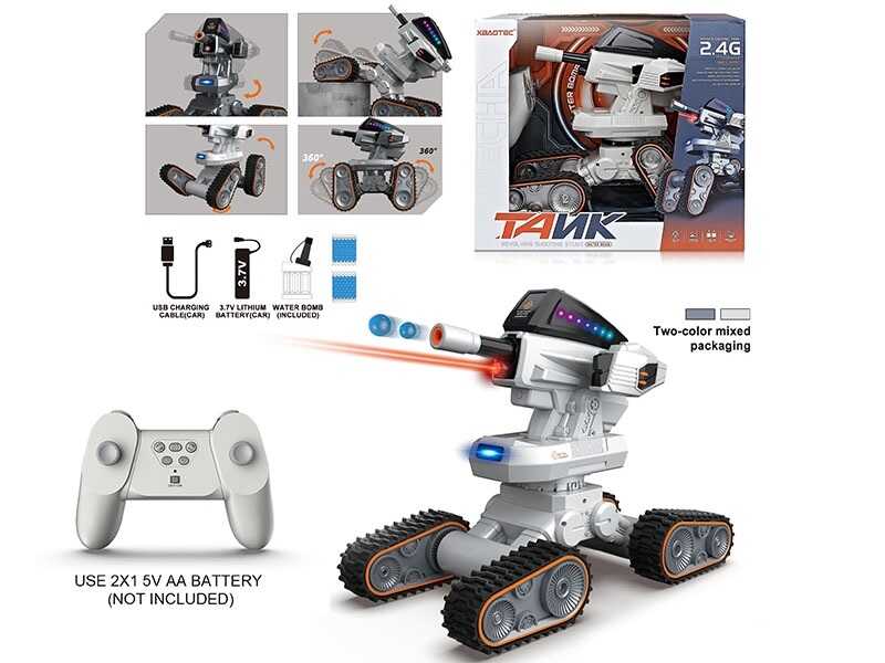 Танк на радіокеруванні XB 1116 (12) 2 кольори, пульт 2.4 GHz, акумулятор 3.7 V, стріляє орбізами, підсвічування, звуки, мелодії, орбізи, пляшечка, в коробці