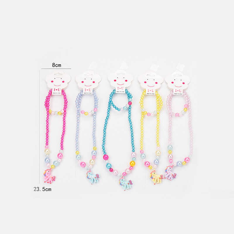 Набір прикрас F 2-20 (1200/2) 5 видів, намисто, браслет, прикраса-єдиноріг, у пакеті, ВИДАЄТЬСЯ ТІЛЬКИ МІКС ВИДІВ