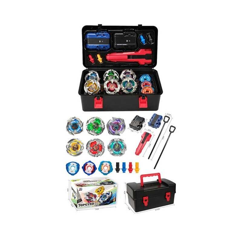 Набір бейблейдів BB 314 A-1 (48/2) 2 запускачі, 6 дзиґ з металевими накладками, валіза, в коробці