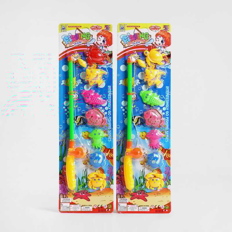 Риболовля 555-39 (120/2) 2 види, магнітна, 7 рибок, вудка з котушкою, на листі