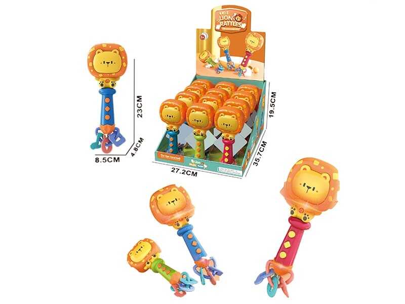 Брязкальце M 609 (12) ЦІНА ЗА 12 ШТУК В БЛОЦІ, “Лев”, мелодії, англійські слова, звуки тварин, музичні інструменти, прорізувач