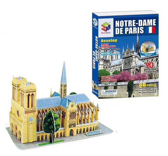 Пазли 3D G 168-4 (24) "Нотр-Дам-де-Парі", 90 елементів, висота 27 см, в коробці