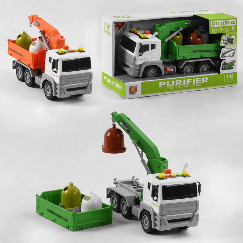 Спецтехніка WY 822 A / WY 822 B (18) "Автокран", 2 кольори, на батарейках, інерція, помповий насос, висувна стріла, світло, звук, в коробці