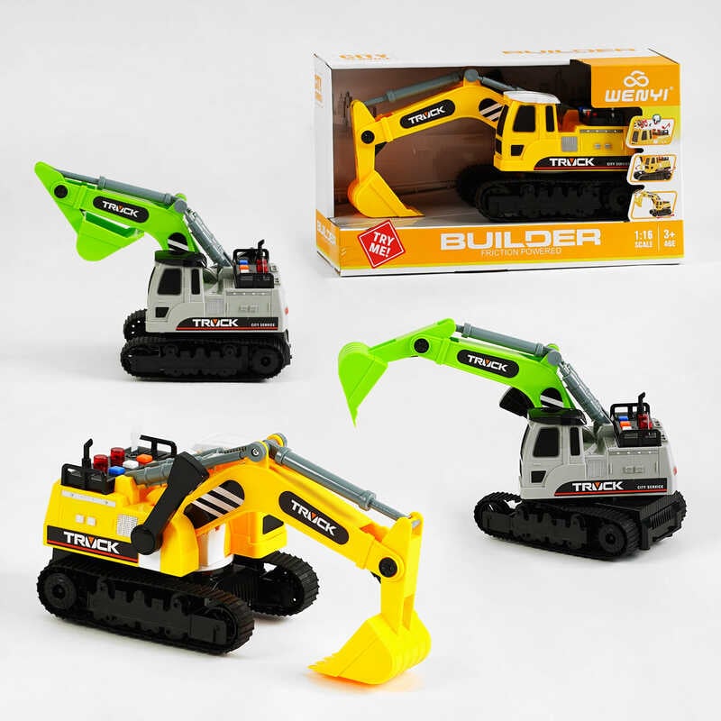 Екскаватор WY 450 AB (24) 2 види, звук, підсвічування, рухливий ківш, гумові гусені, масштаб 1:16, в коробці