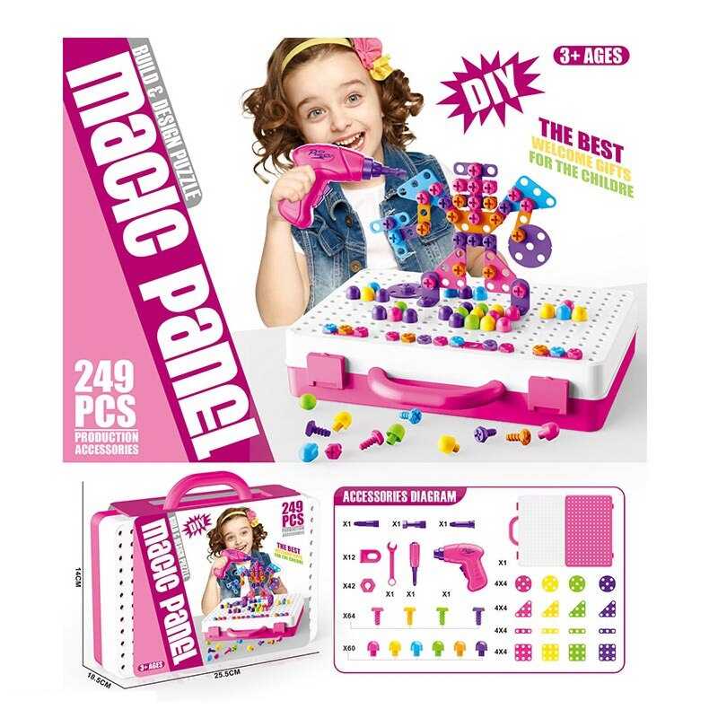 Мозаїка 666-52 (36/2) 249 елементів, електричний шуруповерт, гайковий ключ, викрутка, у валізі