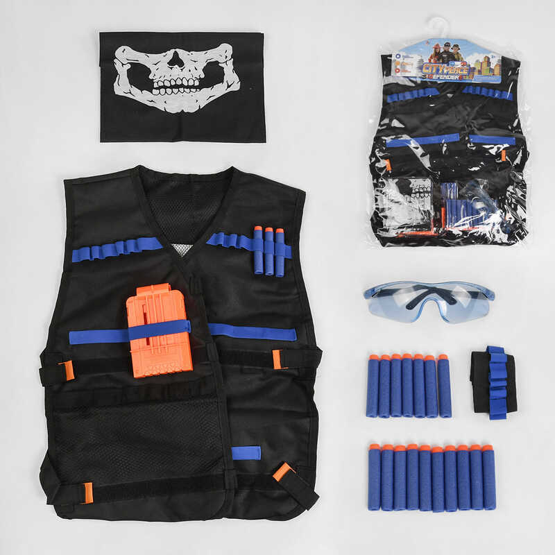 Жилет BNP 8 (72/2) “Поліція”, 20 м'яких патронів із пластиковим наконечником, захисні окуляри, маска, у пакеті