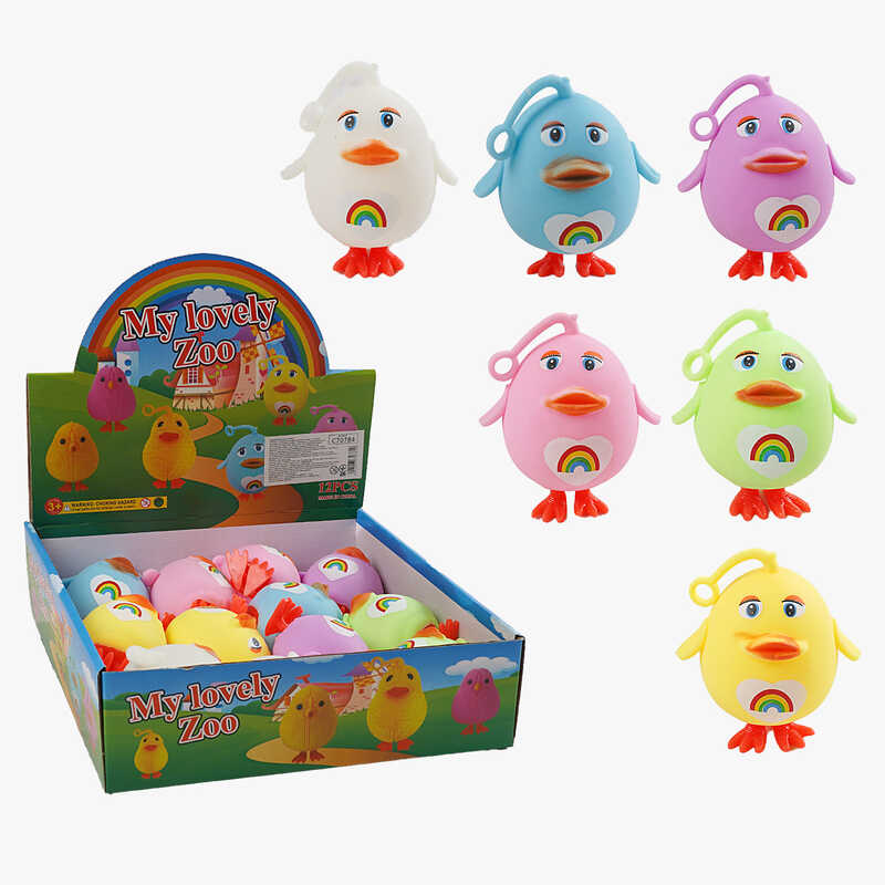 Гра антистрес C 70784 (24) ЦІНА ЗА 12 ШТУК В БЛОЦІ, "Курочки", підсвічування, стоять на лапках, петля для підвішування, в коробці