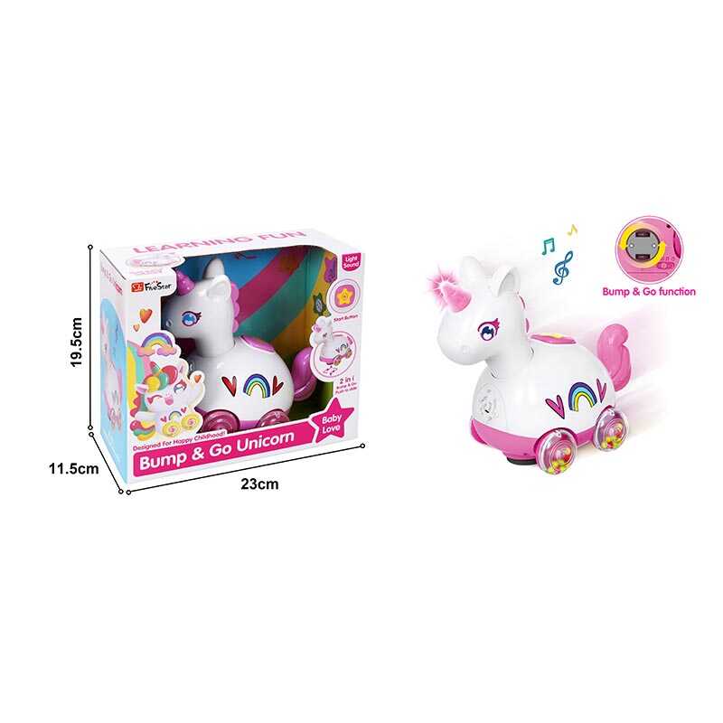 Музичний єдиноріг 35395 A (36/2) підсвічування, мелодії, пісні англійською мовою, колесо вільного ходу, брязкання, рухає головою та хвостом, в коробці