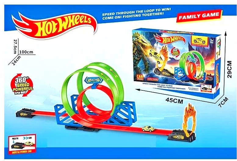 Трек 6611 «HOT WHEELS» , пускова установка , машинка з інерцією, наліпки, в коробці