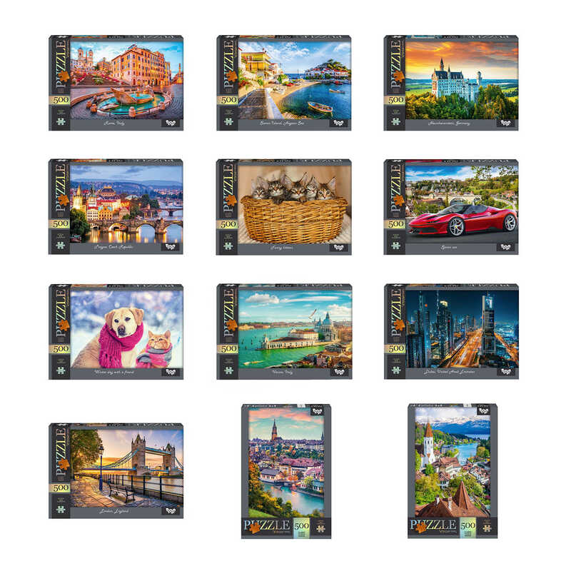 гр Пазли 500ел. C500-14-01 02 03...12 (12) ВИДАЄТЬСЯ ТІЛЬКИ МІКС ВИДІВ, "Danko Toys"