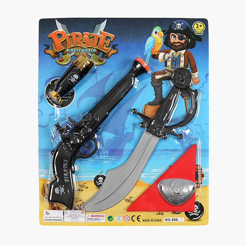 Набір пірата 888-10 (96/2) меч довжиною 32 см, пістоль, підзорна труба, на листі