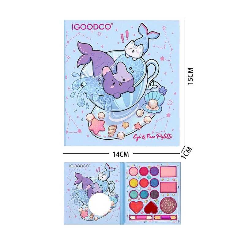 Косметика IG 35511 (192) 9 кольорів тіней та аплікатори, рум'яна, блиск для губ, у коробці