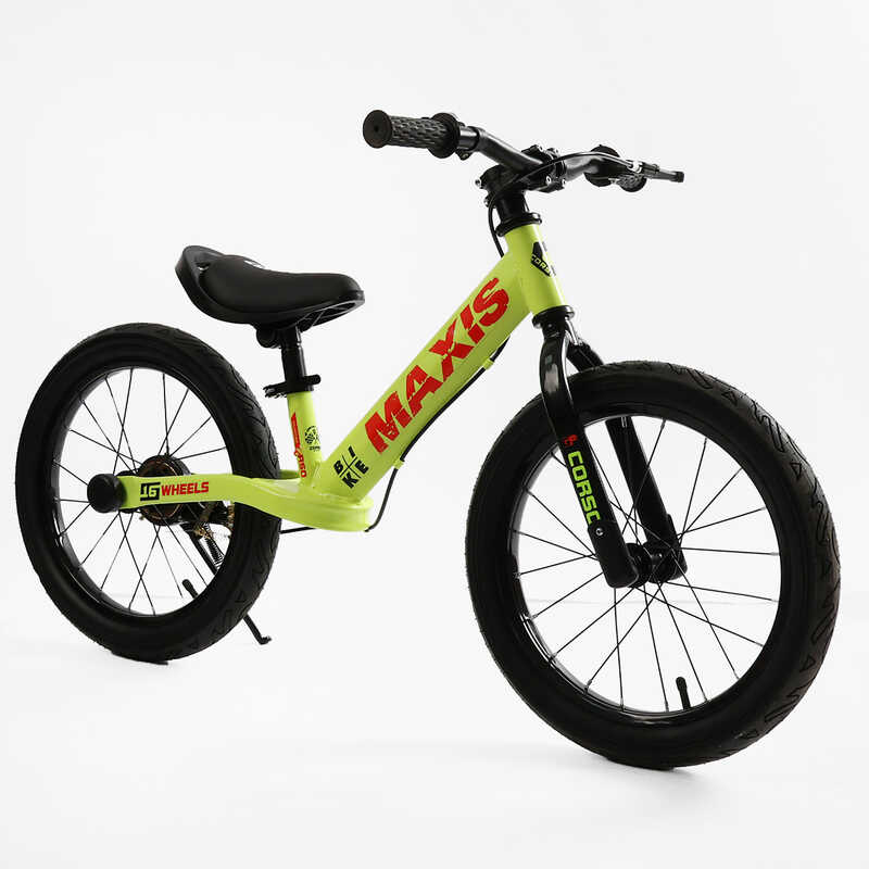 Велобіг "CORSO MAXIS" MX-65049 (1) сталева рама, ручне заднє гальмо, колеса надувні резинові 16’’, підніжка, дзвоник