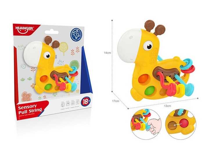 Розвивальна гра HE 0196 (96) “Жирафа”, гумові прорізувачі та елементи для перетягування, пальчикова гра, поп-іт, в коробці