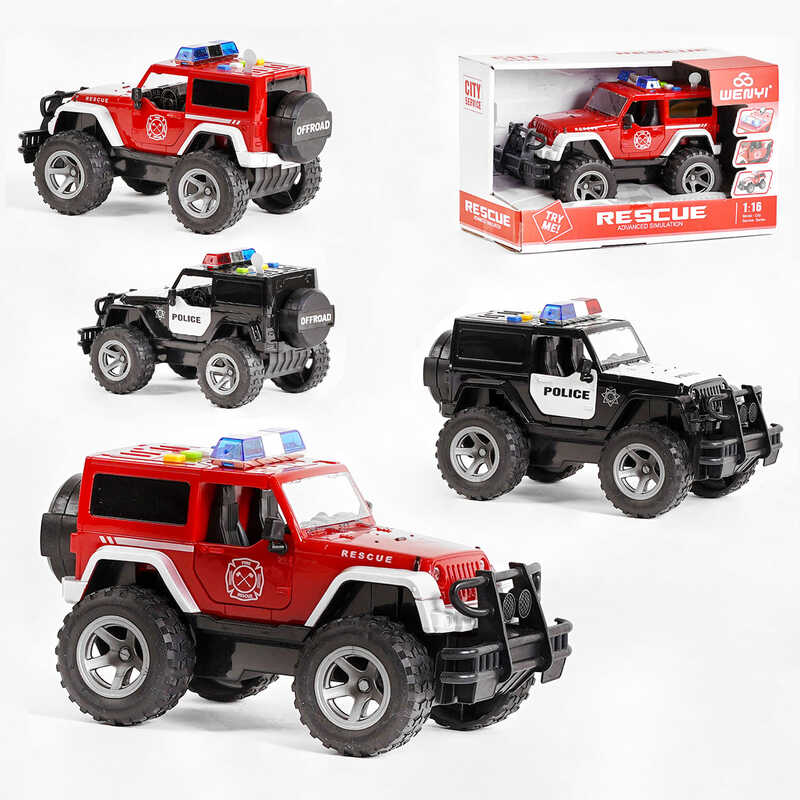 Джип WY 392 A/B (24) "Міська служба", 2 види, підсвічування, звуки, металопластик, відкриваються двері, в коробці