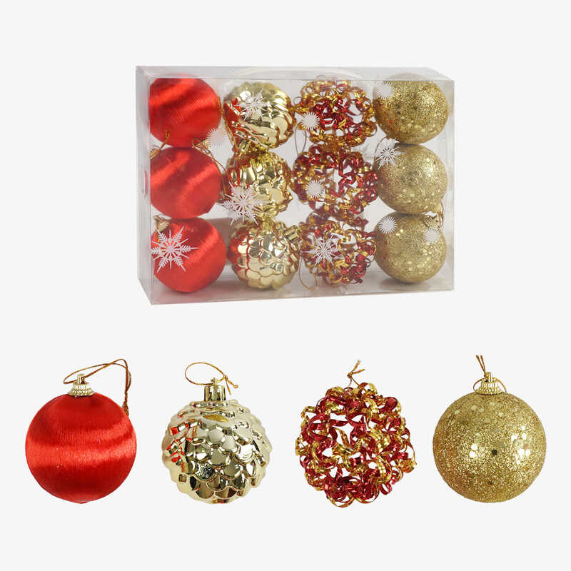 Новорічні прикраси C 67473 (60) 12 штук, кульки, D = 5,5 см, у слюді