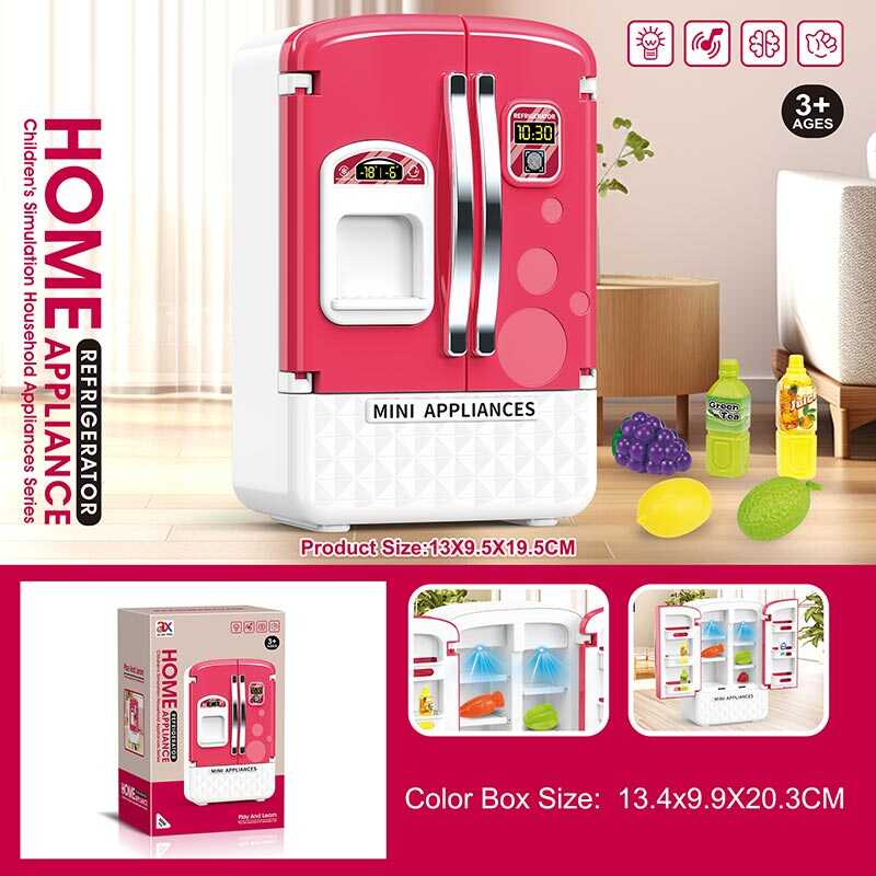 Холодильник 6876 A (96/2) розмір - 13х9.5х19 см, підсвічування, мелодія, рухомі елементи, муляжі продуктів, полички, на батарейках, в коробці