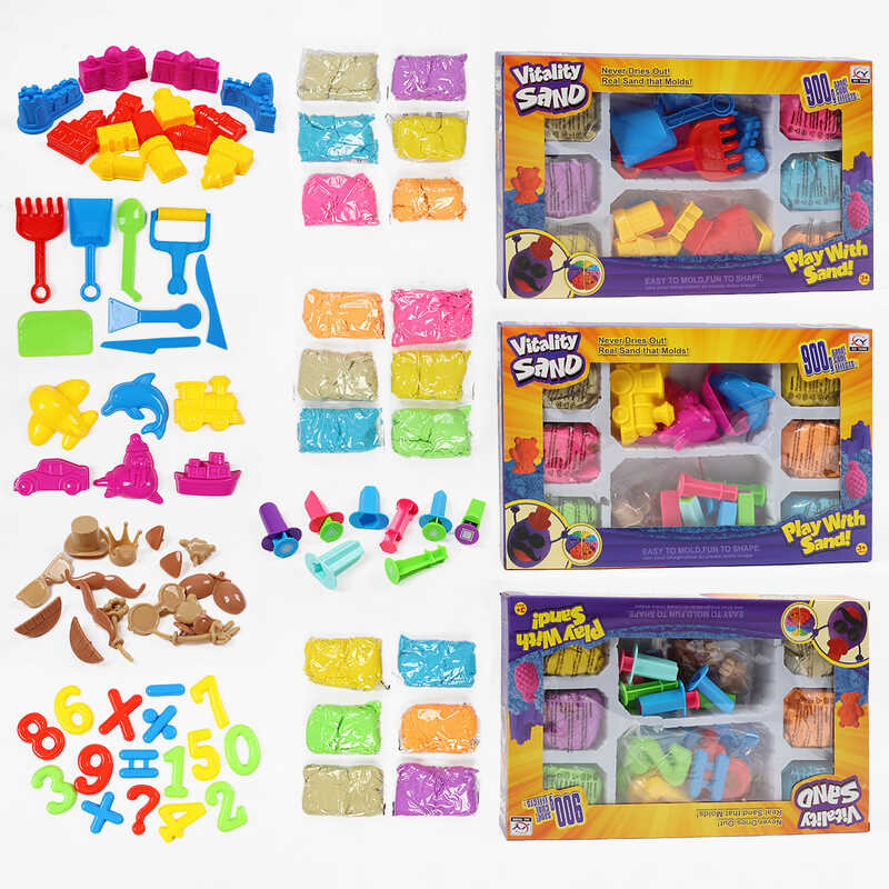 Кінетичний пісок 1901 A/B/E (18/2), 900 г, 16 форм, 6 кольорів піску, 6 екструдерів, в коробці