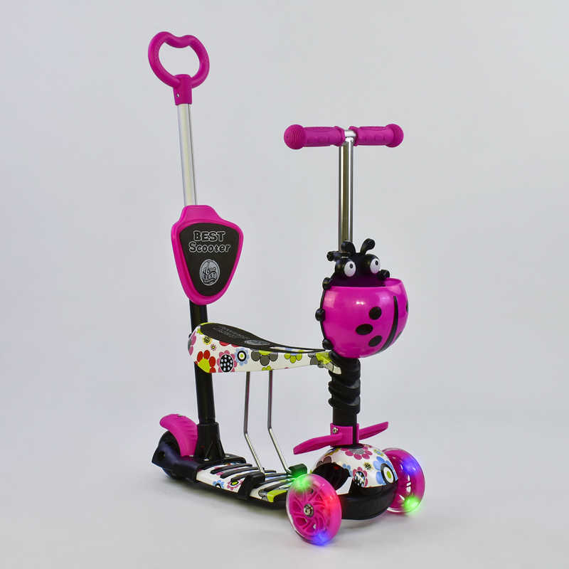 Самокат 5в1 74230 (1) Best Scooter, АБСТРАКЦІЯ, PU колеса, ПІДСВІЧУВАННЯ КОЛІС, в коробці