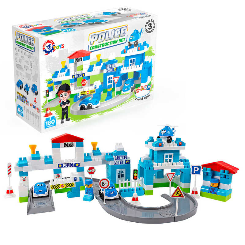 гр Конструктор Технок 8447 (3) "Technok Toys" відділок поліції, 180 деталей, патрульна машина, мінівен, гвинтокрил, в коробці