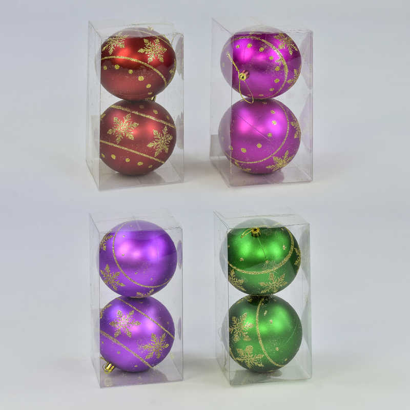 Ёлочная игрушка С 31292 Шары (72) 4 вида, 2шт в наборе, d=10 см