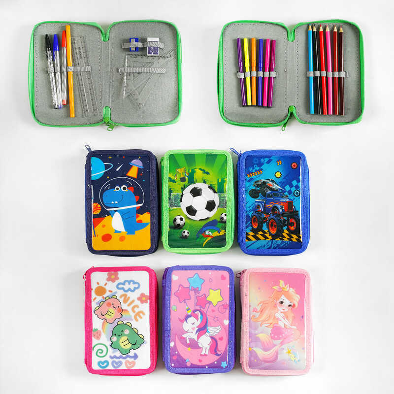 Пенал C 60688 (120) 6 видів, 2 відділення, олівці, ручки, фломастери, ВИДАЄТЬСЯ МІКС ВИДІВ