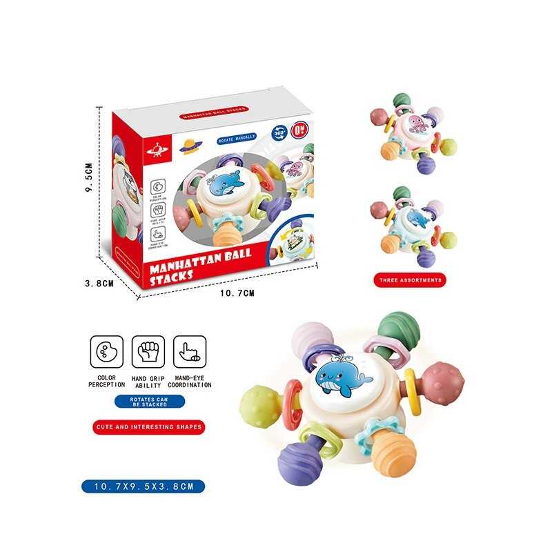 Брязкальце-спінер 8086 E (400/2) гумові прорізувачі, присоска, в коробці