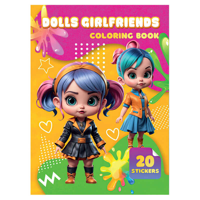 гр Розмальовка 20 наліпок А4: Dolls Girlfrends 9789655323191 (50) "Jumbi"
