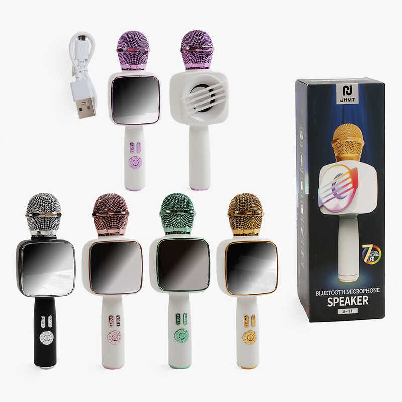 Мікрофон C 72102 (50) дзеркало, підсвічування, слот для TF Card, караоке, bluetooth, USB-type-c кабель, AUX-роз’єм, колонка, зміна голосу, в коробці, ВИДАЄТЬСЯ ТІЛЬКИ МІКС ВИДІВ