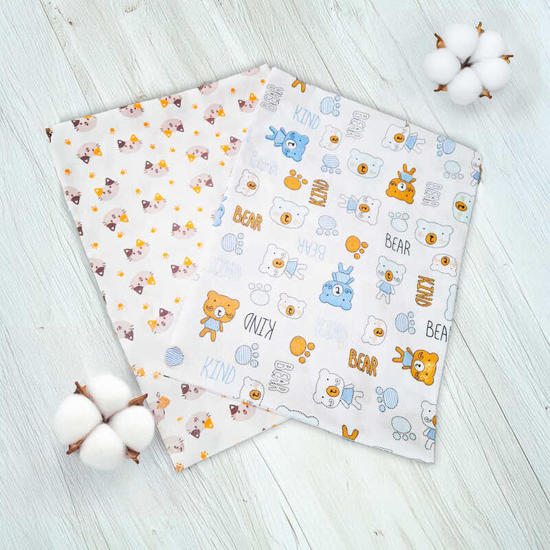 гр Комплект пелюшок "Ведмедики" 46051  (1) 2шт в комплекті, тканина СИТЕЦЬ, розмір 100*90 см "Bimbo"