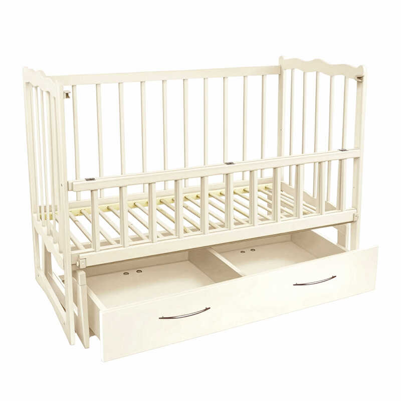 гр Ліжечко дерев. маятник + шухляда - відкидний борт "Сон" С-78133 (1) вільха - колір слонова кістка