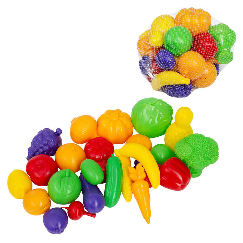 гр Овочі та фрукти 010/9 (12) "Bamsic", розмір - 34х21х15 см, 11 овочів, 15 фруктів, в сітці