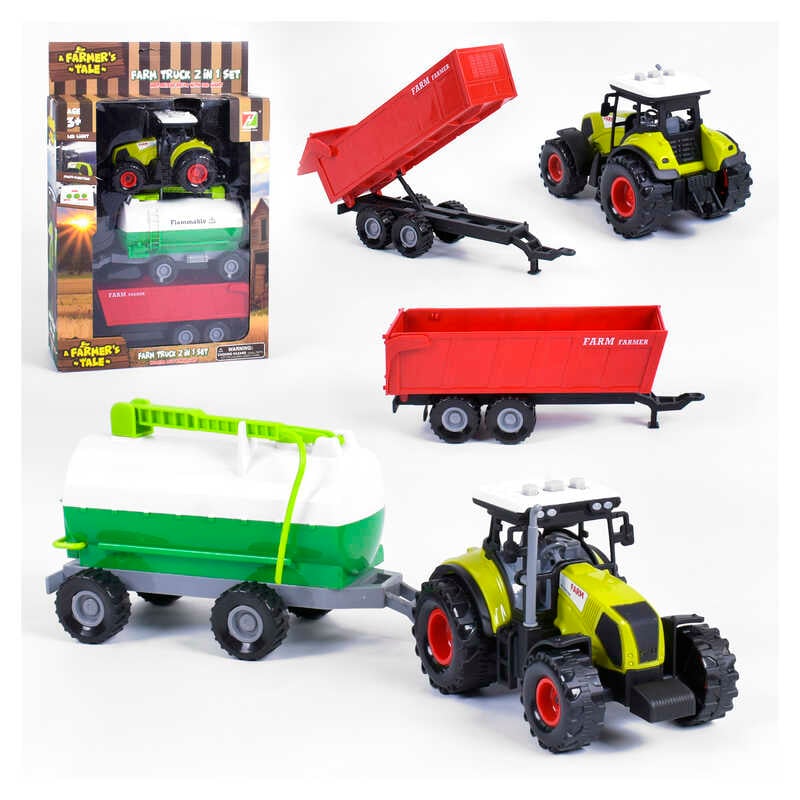 Трактор з причепами 550-17 E (24) світло, звук, інерція, 2 види, в коробці