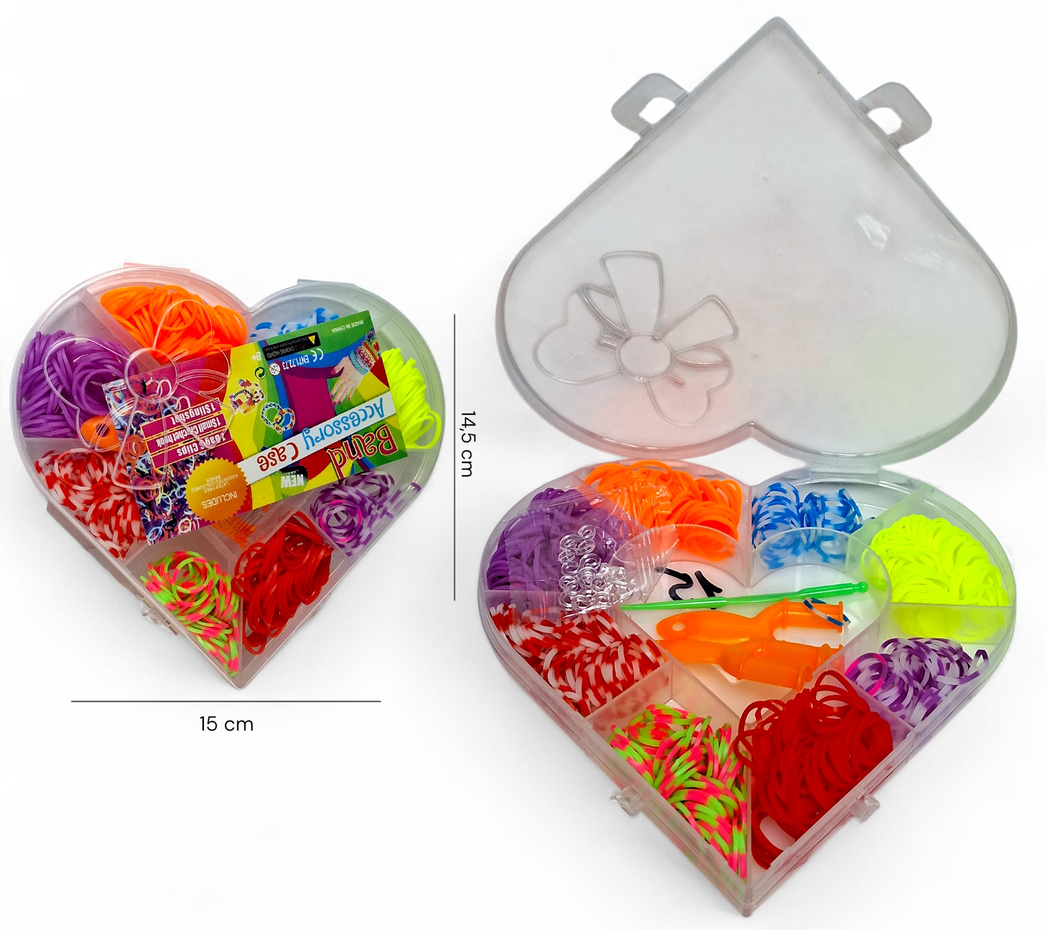 Набір для плетіння 035-15 «Сердечко» , пластикова фурнітура, 2 рогатки, гачок , інструкція, в боксі