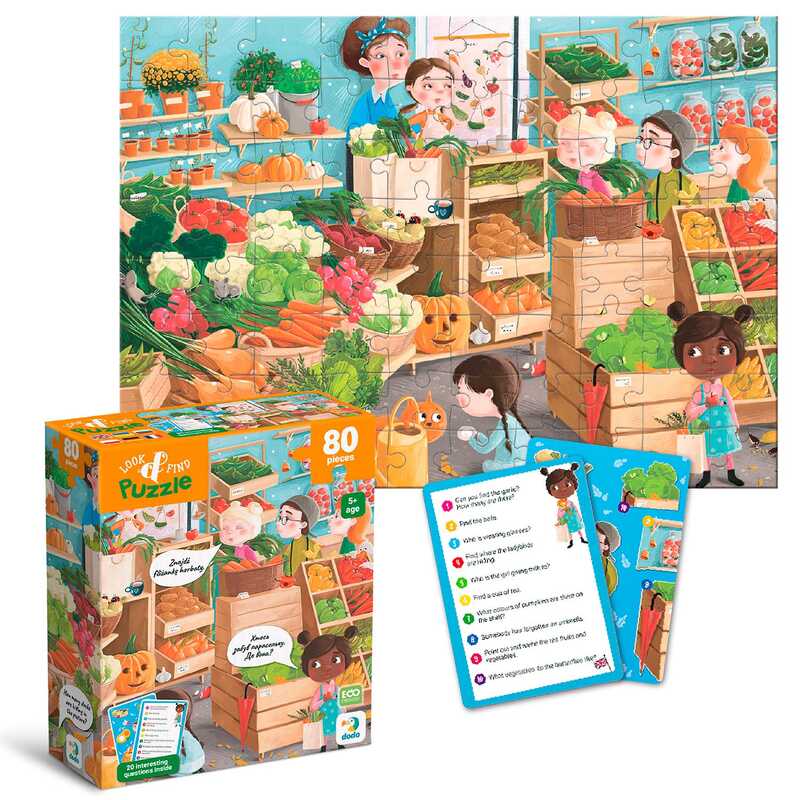 гр Пазл Шукай та знаходь "Дарунки осені" 300666 (24) "DoDo", 80 деталей, 28х39 см, 2 двосторонні картки із завданнями, 20 завдань, в коробці