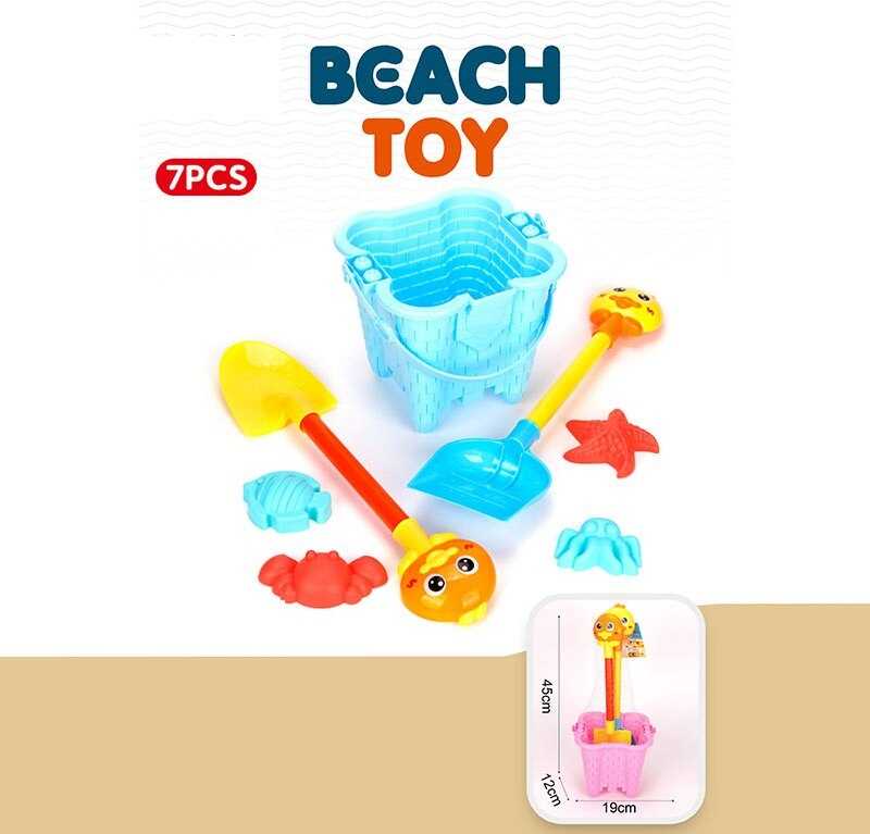 Пісочний набір YF 3682 (36) відерце висотою 17 см, 2 лопати висотою 42 см, 4 формочки, в сітці