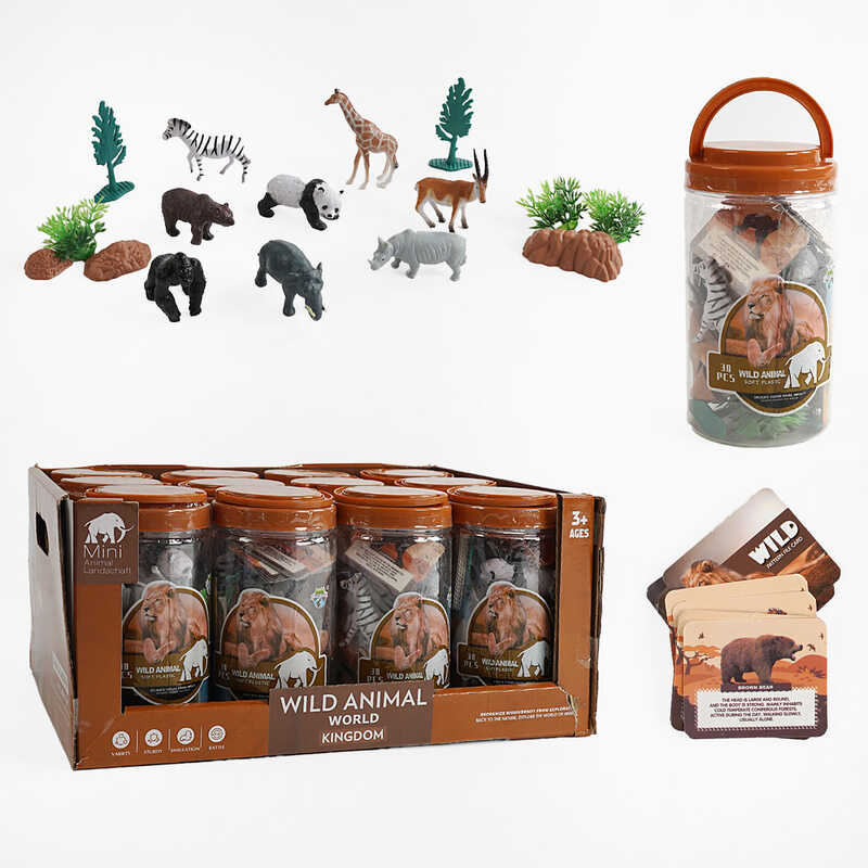 Набір тварин E 034-2 (6) звірі, аксесуари, картки, карта, ЦІНА ЗА 12 ШТУК В БЛОЦІ