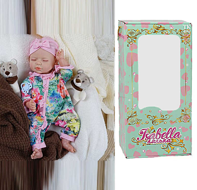 Пупс QM 24019 (12) "TK Group", функціональний, датчик руху, звуки: сміх, плач, засинає, висота: 42 см, гумовий, пустушка, пляшечка, памперс, шапочка, в коробці