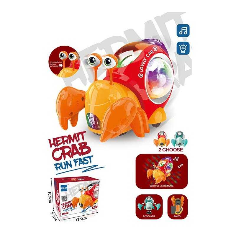 Краб музичний RS 9025 C (108) 2 кольори, 3D підсвічування, колеса вільного ходу, мелодія, в коробці