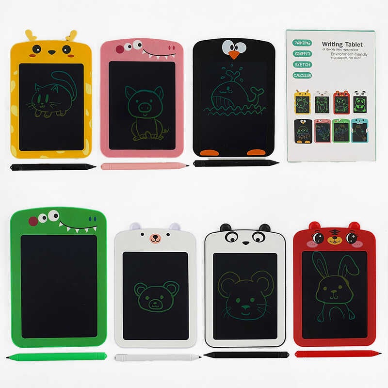 Планшет для малювання C 68205 (100) “Тваринка”, LCD дисплей, стилус, кольоровий екран 9.5х12.5 см, в коробці, ВИДАЄТЬСЯ ТІЛЬКИ МІКС ВИДІВ