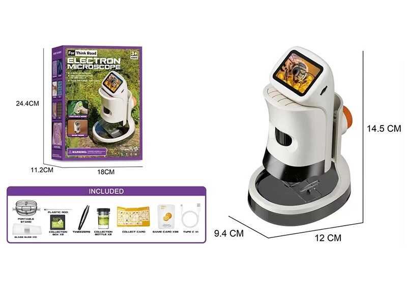 Мікроскоп 6789 (24/2) збільшення 100х-1000х, 2-дюймовий екран, підтримка карти пам’яті, HD-відео, LED-підсвічування, кабель USB Type-C, картки, в коробці