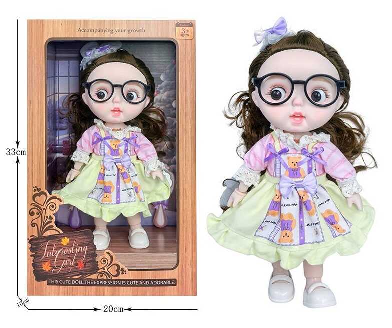 Лялька 3808 B4 (36/2) висота 27 см, пісні англійською, вітається, сміється, підсвічування, шарнірні кінцівки, окуляри, дзеркальце, щітка, в коробці