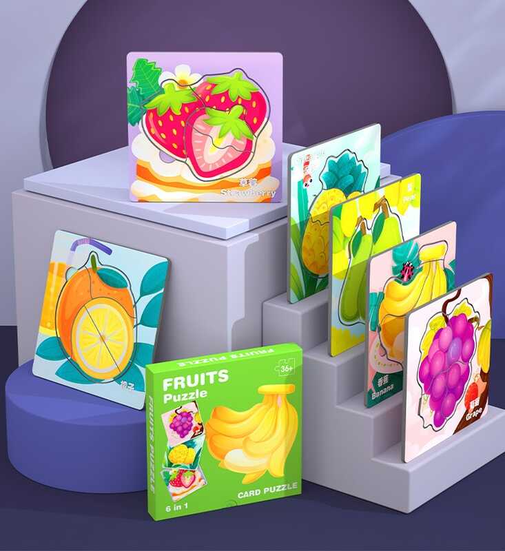 Пазли-вкладиші С 74367 (80) 6 дерев'яних дошок, 14х14 см, тематичні зображення, великі елементи-вкладиші, в коробці