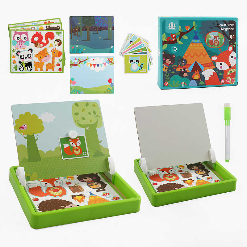 Дерев'яна магнітна дошка C 52500 (28) маркер, картки, магніт, назви англійською мовою, в коробці