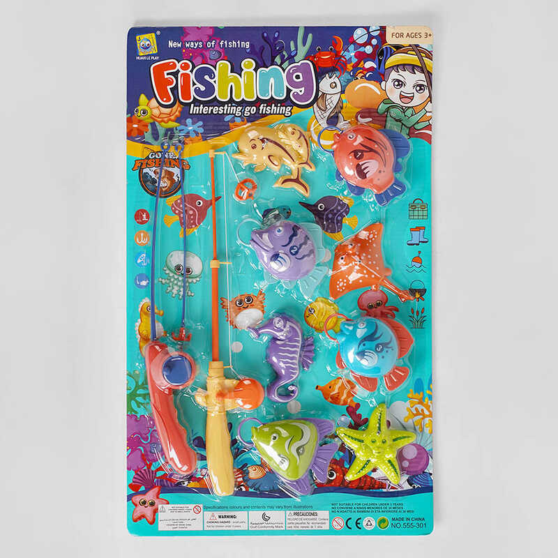 Риболовля 555-301 (72/2) магнітна, 8 рибок, 2 вудки, на листі