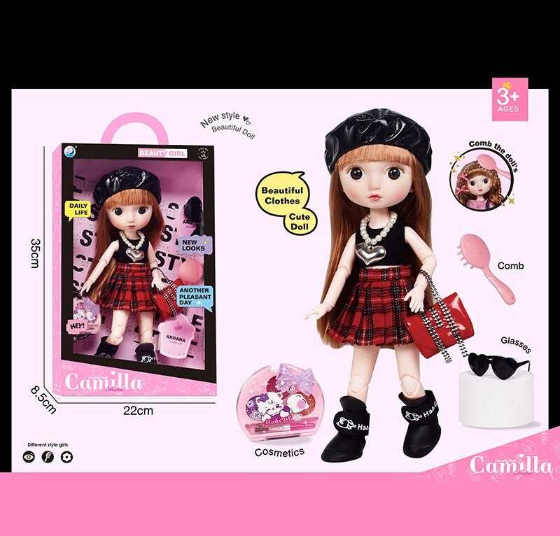 Лялька A 923 I (24/2) висота: 30 см, шарнірні суглоби, імітація скляних очей, аксесуари, гребінець, в коробці